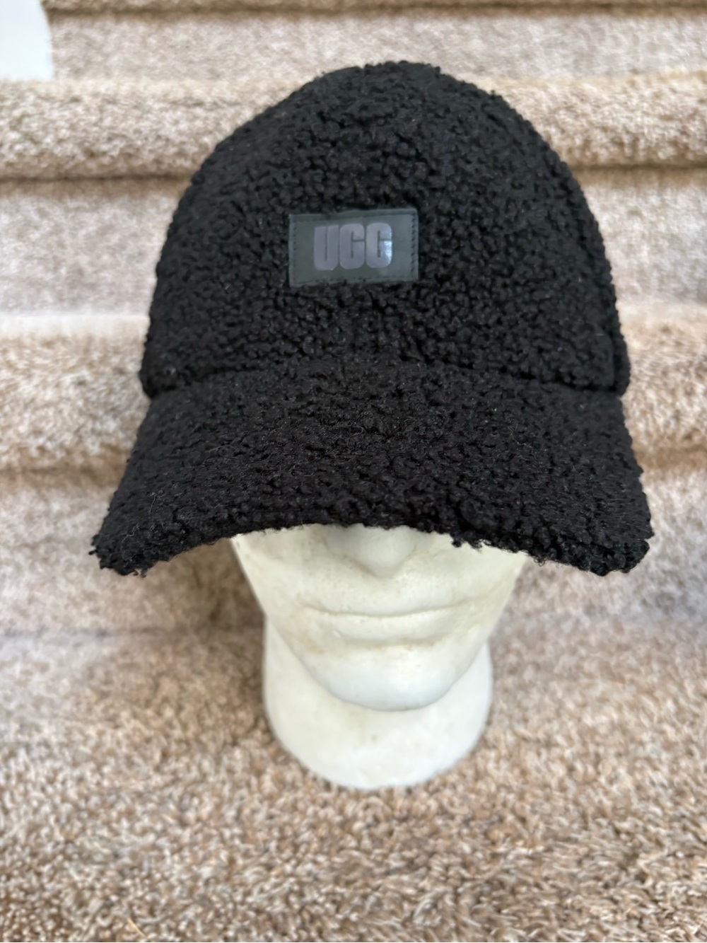 UGG Black Sherpa Fleece Cap with Logo Patch